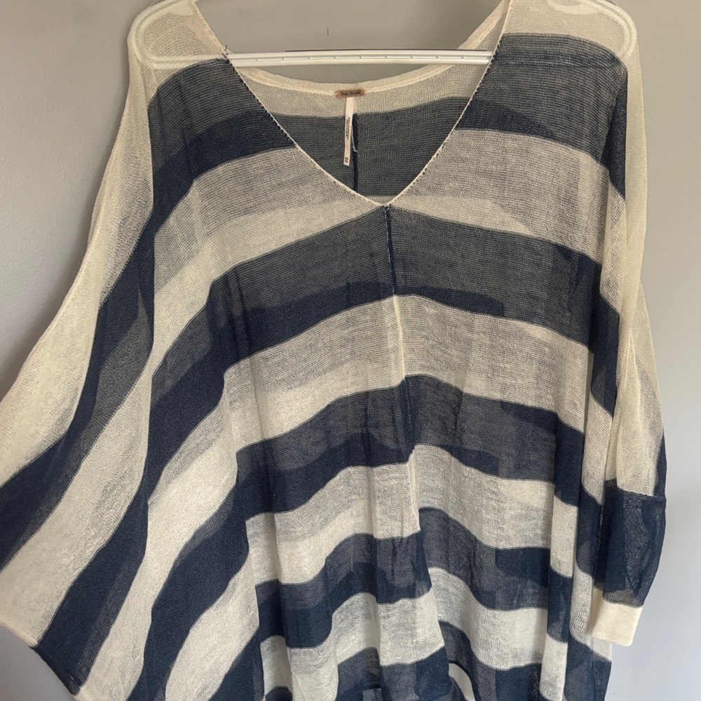 Free People Blue and Cream Striped Coverup